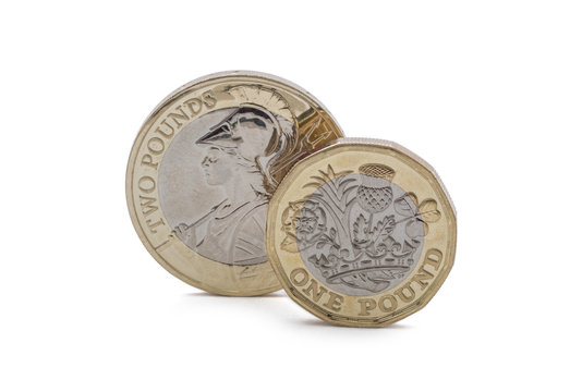 New pound coin and  two pound coin