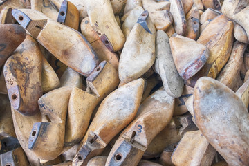 wooden forms of shoes