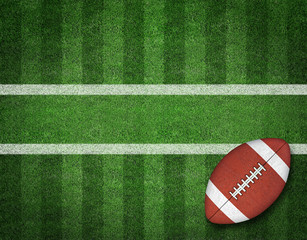 American Football with Yard Line on American Football Field.