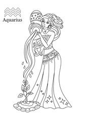 Aquarius zodiac sign as a beautiful girl. astrology - vector illustration