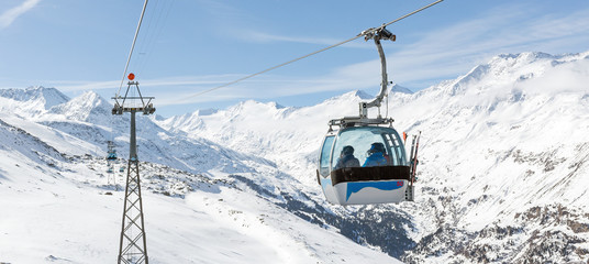Gondola Lift Crossing the Valley at Hochgurgl Ski Area