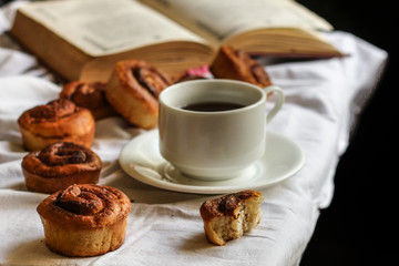 Buns with cinnamon, fresh and fragrant