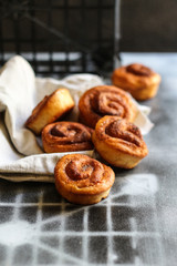 Buns with cinnamon, fresh and fragrant