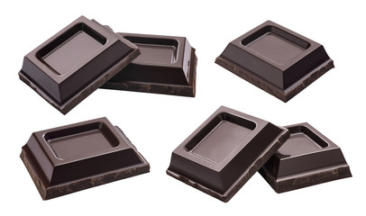 Chocolate pieces options set 3 isolated
