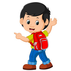  Boy with backpacks cartoon