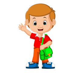  Boy with backpacks cartoon