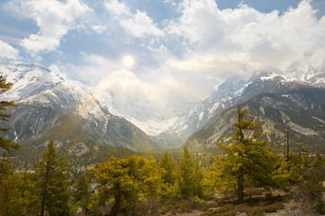 Annapurna mountains in the Himalayas of Nepal.