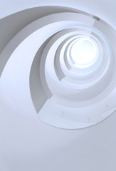 Underside of a unique spiral staircase at Bibliothèque Universitaire de Chevreul in Lyon 2 Lumière.