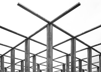 Cement Columns Chair Rough Texture Perspective Overhead Grid Geometric Pattern Design Outdoor Park Public Upright Minimal Bright Stone