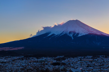 Fototapeta premium The Mt.Fuji. I took a picture of a sunset.The shooting location is Lake Kawaguchiko, Yamanashi prefecture