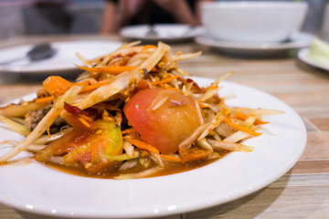 Close up papaya salad ,Thai food