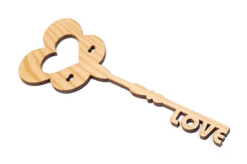 Love key on the white background