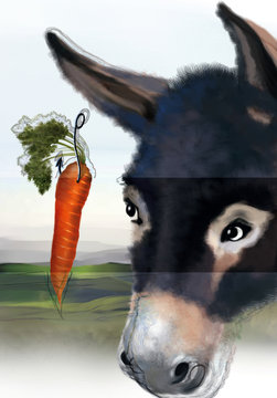 Digital Illustration Of Donkey And Carrot