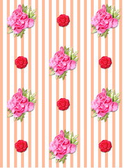 Illustration pattern of rose and ivy background