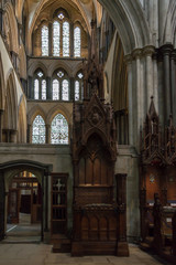 Fototapeta na wymiar Bishop Chair Cathedra in Salisbury Cathedral