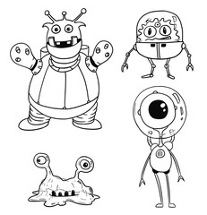 Cartoon Vector Set 02 of Friendly Aliens Astronauts