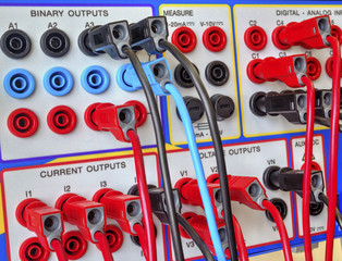 Modern electronic device for relay protection testing and commissioning closeup