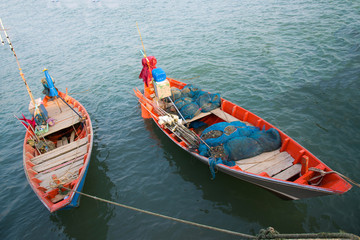 Fisherman's boats parked in the sea