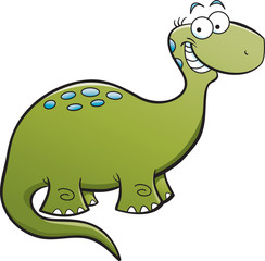 Cartoon illustration of a smiling dinosaur.