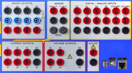 Modern electronic device for relay protection testing and commissioning closeup