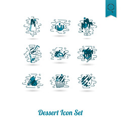 Dessert Icon Set in Modern Flat Design Style