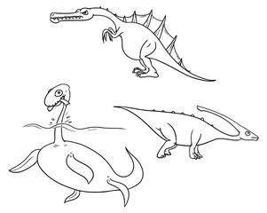 Cartoon Vector Set 02 of Ancient Dinosaur Monsters