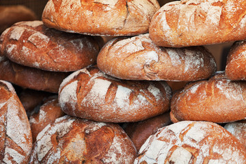 Traditional bread in polish food market in Krakow, Poland.