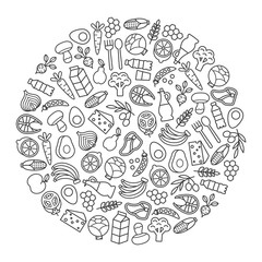 set of minimalistic healthy food icons