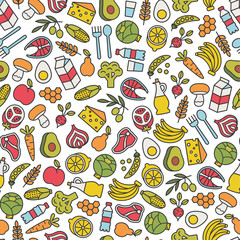 set of minimalistic healthy food icons