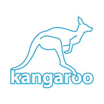 Kangaroo. Vector blue logo. icon symbol.