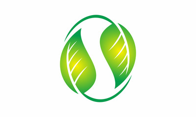 Letter s and leaf circle logo vector