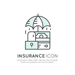 Vector Icon Style Illustration of Insurance Service, Safeguard, Secure Concept, Isolated Minimalistic Object