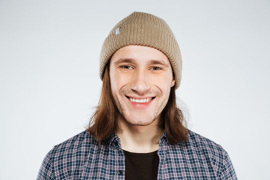 Close up portrait of Smiling hipster