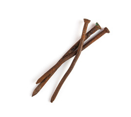 Rusty nails isolated