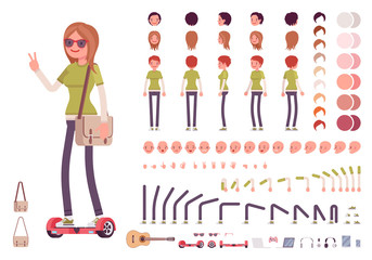 Teenager girl character creation set