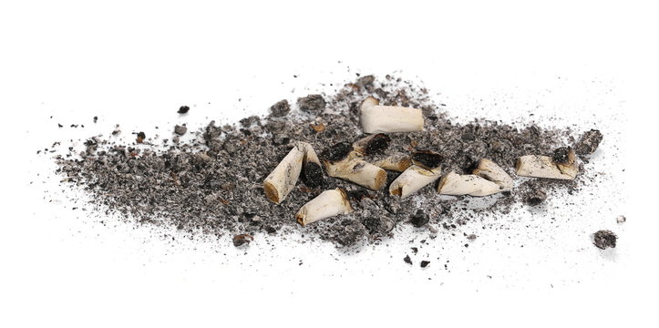 Cigarette butts isolated on white background