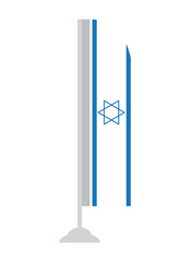 Isolated flag of Israel on a pole, Vector illustration