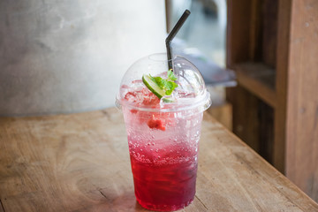 Strawberry soda, beverage for summer