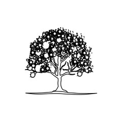 figure trees with some leaves and flowers icon, vector illustraction design image