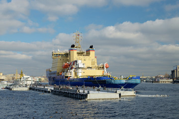 Fototapeta premium The icebreaker is set on the Marina.