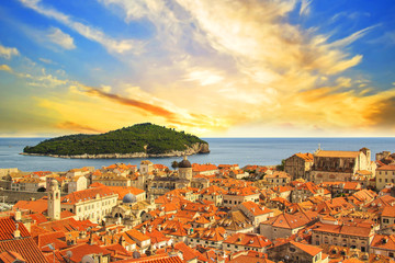 Beautiful view of the historic Dubrovnik, Croatia, at sunset