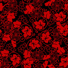 Obraz premium Seamless Chinese Background Gourd Spiral Leaf Vine