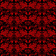 Seamless Chinese Background Garden Spiral Curve Flower Vine