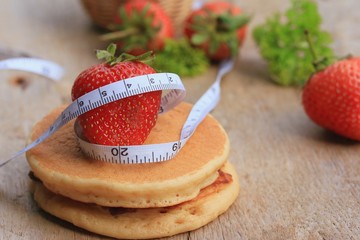 tasty pancakes with strawberry