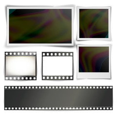 Instant Photo Frame Vector. Photorealistic Collection Of Isolated Photo Strip And Instant Photo Frames Blank Isolated On White Background