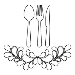 figure cuterry with leaves decoration icon, vector illustraction design