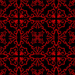 Seamless Chinese Background Curve Spiral Cross Frame