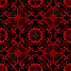 Seamless Chinese Background Curve Cross Round Flower