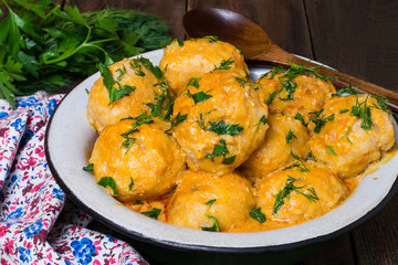 Tasty meatballs in sauce