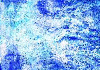 Abstract hand-made watercolor blue texture. Background for design, water background